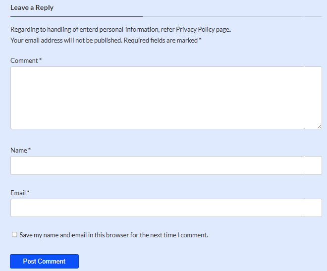 Revised comment form